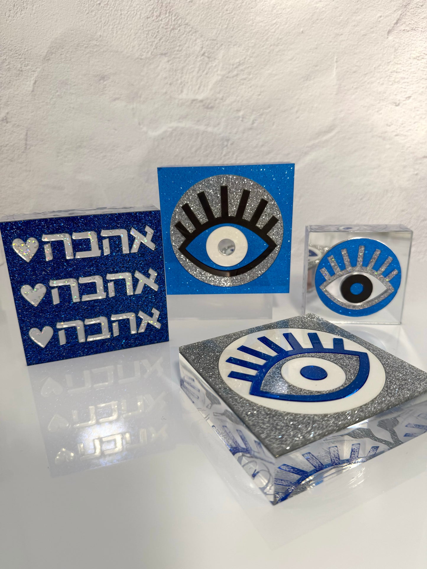 EVIL Eye Block-3 inch mirror with blue circle