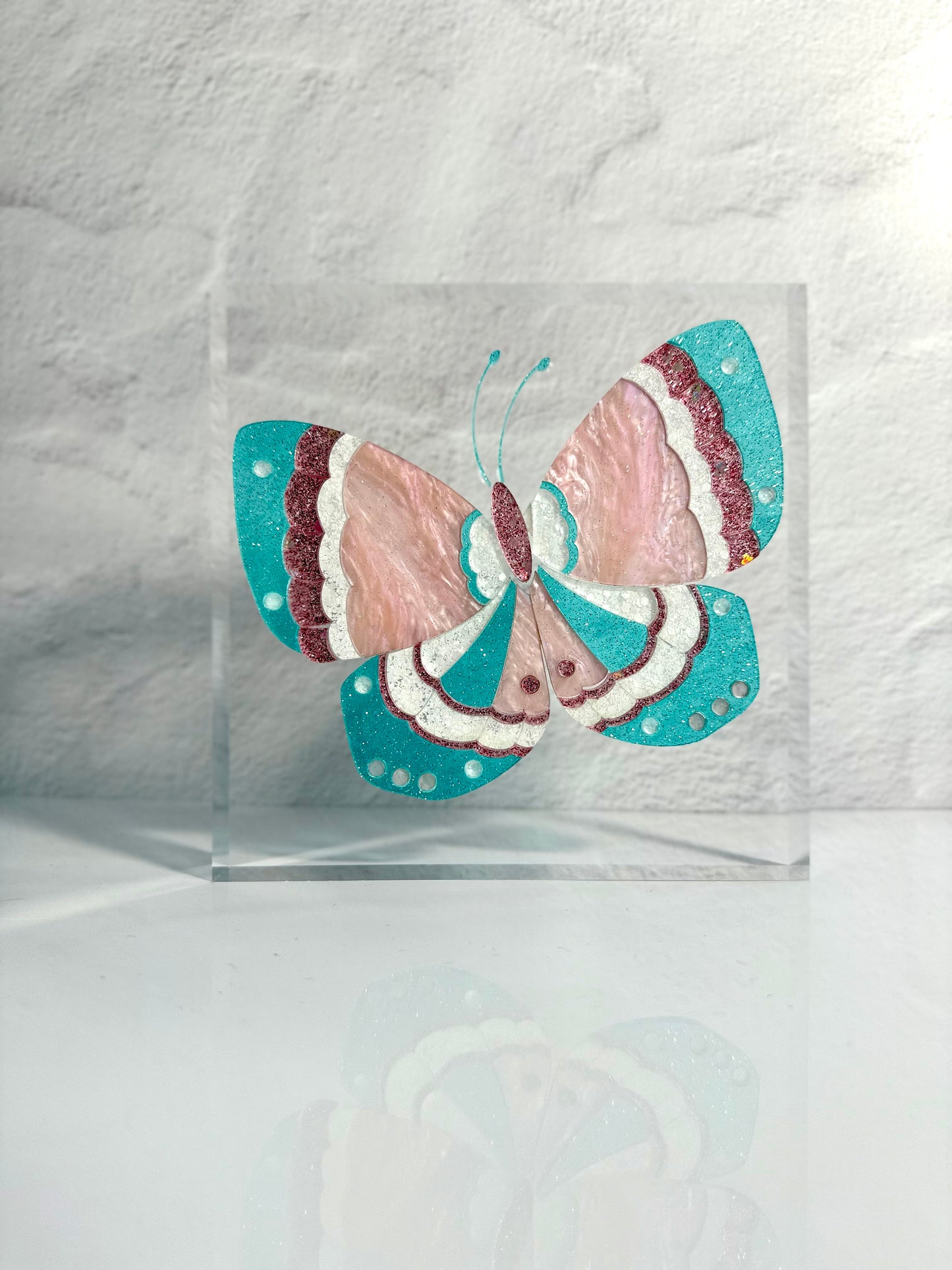 Butterfly Lucite 6" Block