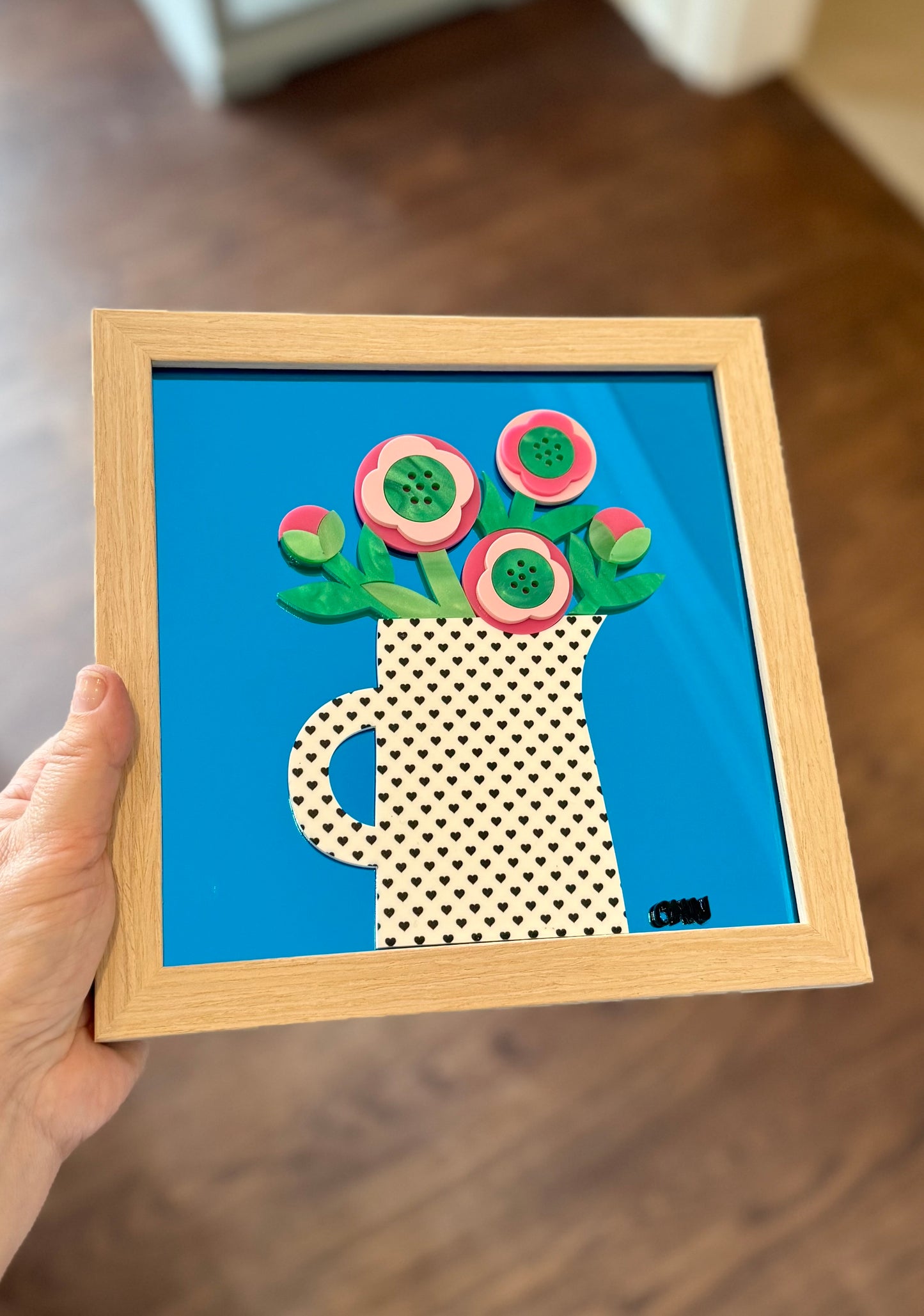 Flowers on Blue Mirror