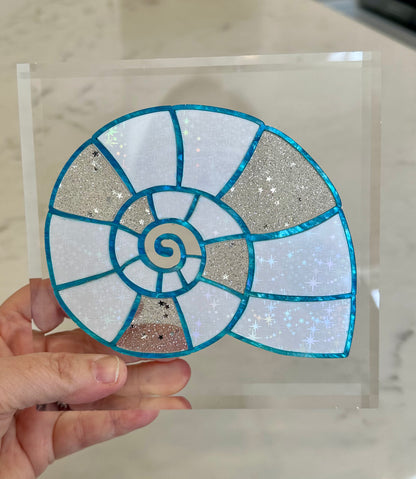OG Shell Blue/White Irridescent Acrylic Block