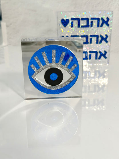 EVIL Eye Block-3 inch mirror with blue circle