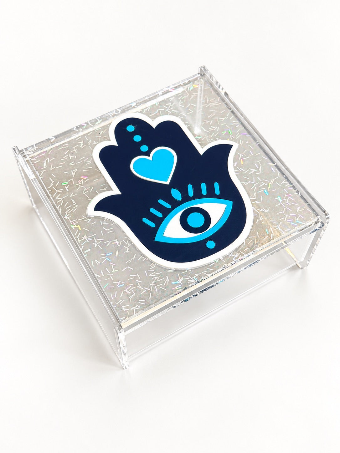 Evil Eye Hamsa Catch it all box- turquoise heart