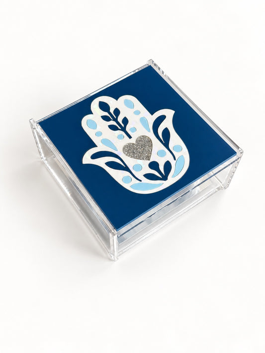 Hamsa Catch it all box-silver heart