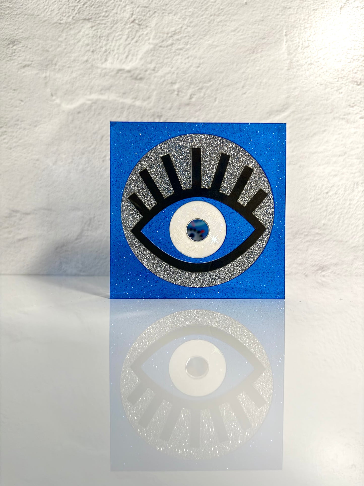 EVIL Eye Block- 3 inch blue with silver circle