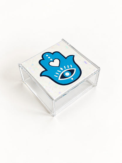 Evil Eye Hamsa Catch it all box- white heart