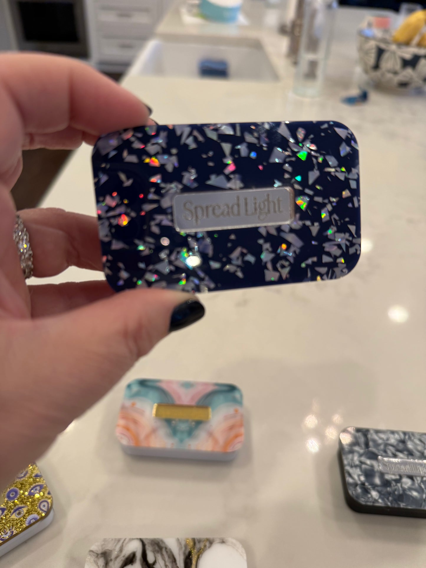 Iridescent Navy flakes Matches