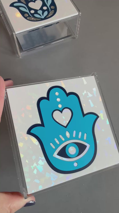 Evil Eye Hamsa Catch it all box- white heart